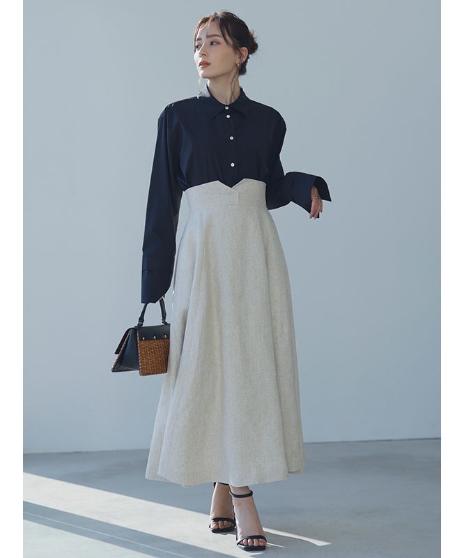 アニュアンス anuans リネンサーキュラースカート (BEIGE) BEIGE