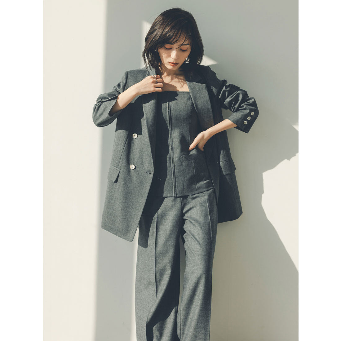 アニュアンス anuans スプリングウールワイドパンツ