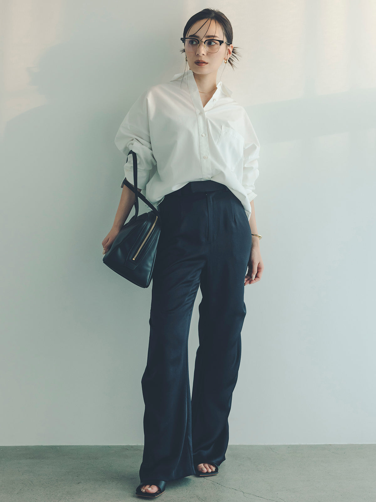 anuans anuans satin drape pants