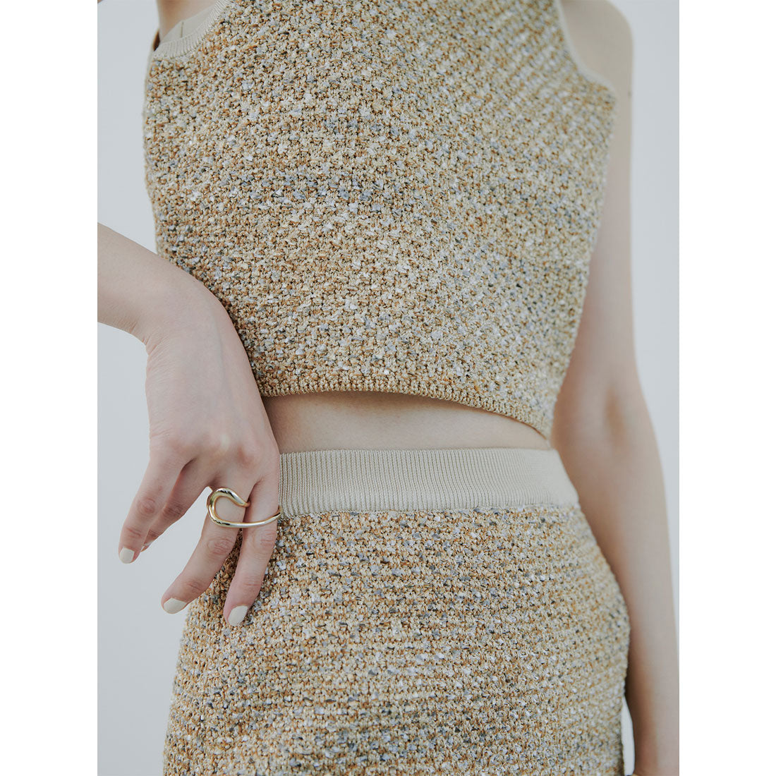 アニュアンス anuans ニットツィードタイトスカート (BEIGE) BEIGE