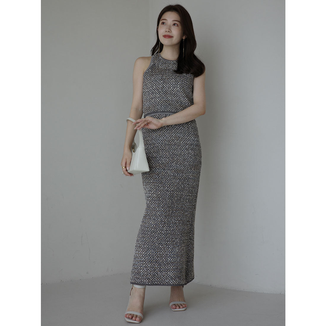 アニュアンス anuans ニットツィードタイトスカート (BEIGE) BEIGE