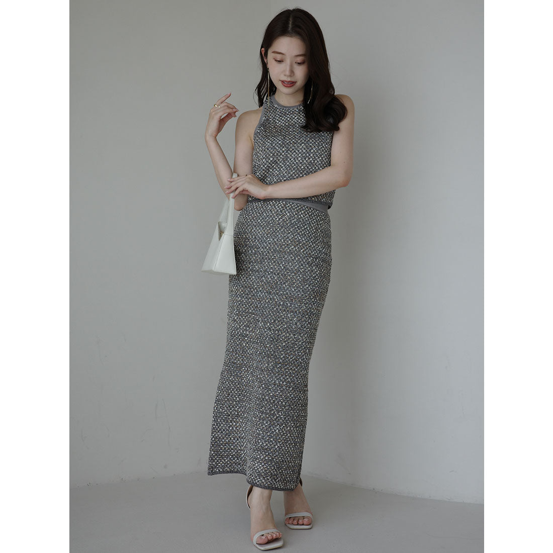 アニュアンス anuans ニットツィードタイトスカート (GREY) GREY