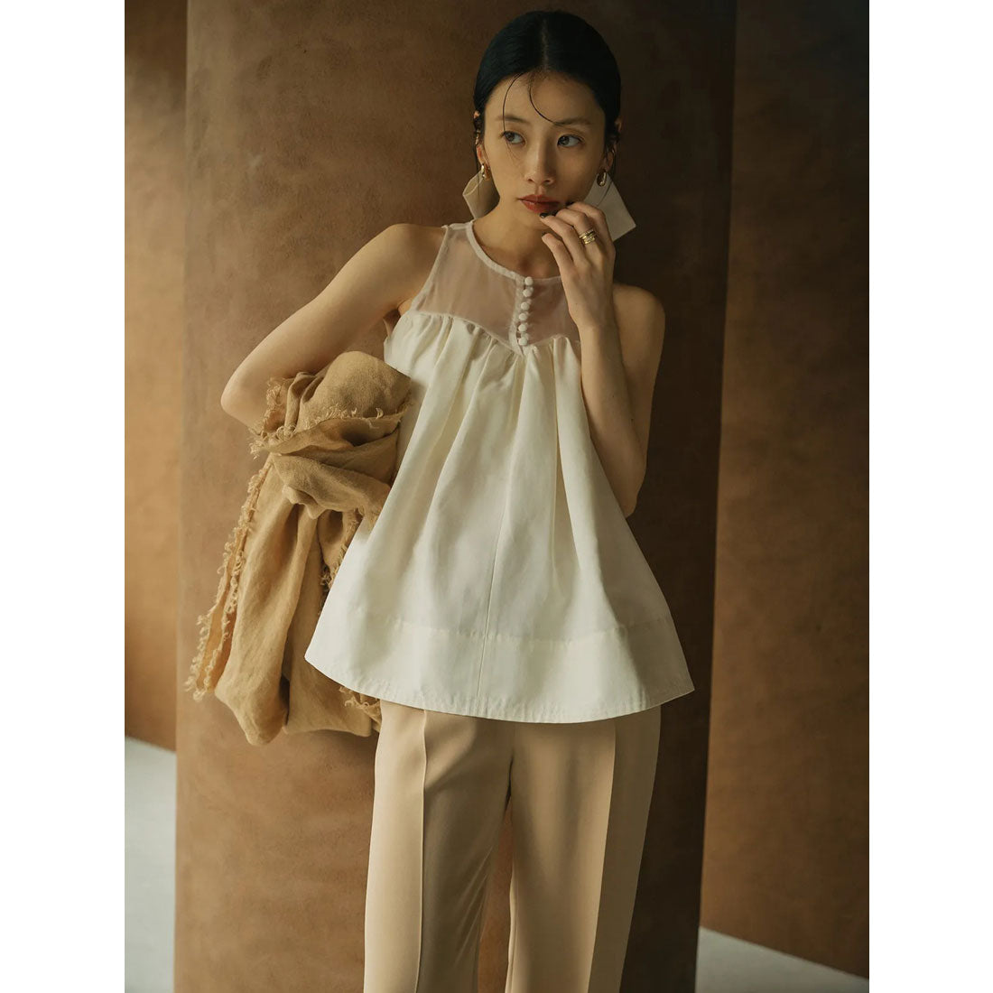 アニュアンス anuans スプレッドフレアブラウス (IVORY) IVORY