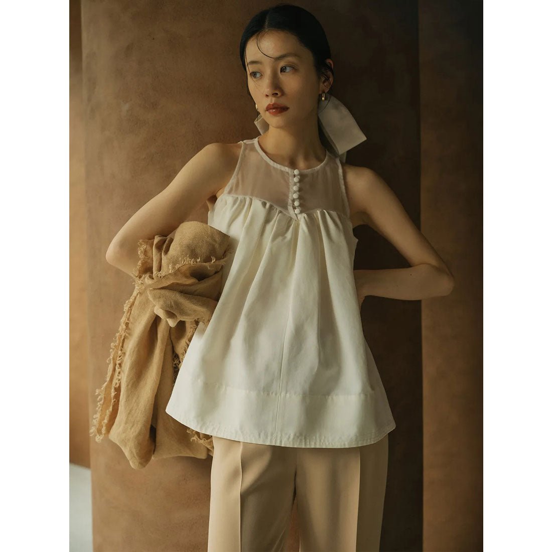 アニュアンス anuans スプレッドフレアブラウス (IVORY) IVORY