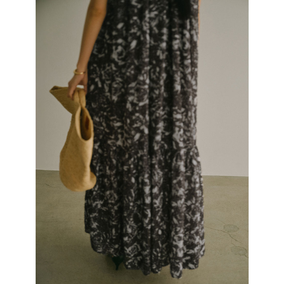 アニュアンス anuans カットジャカードニュアンスプリントワンピース (BLACK) BLACK