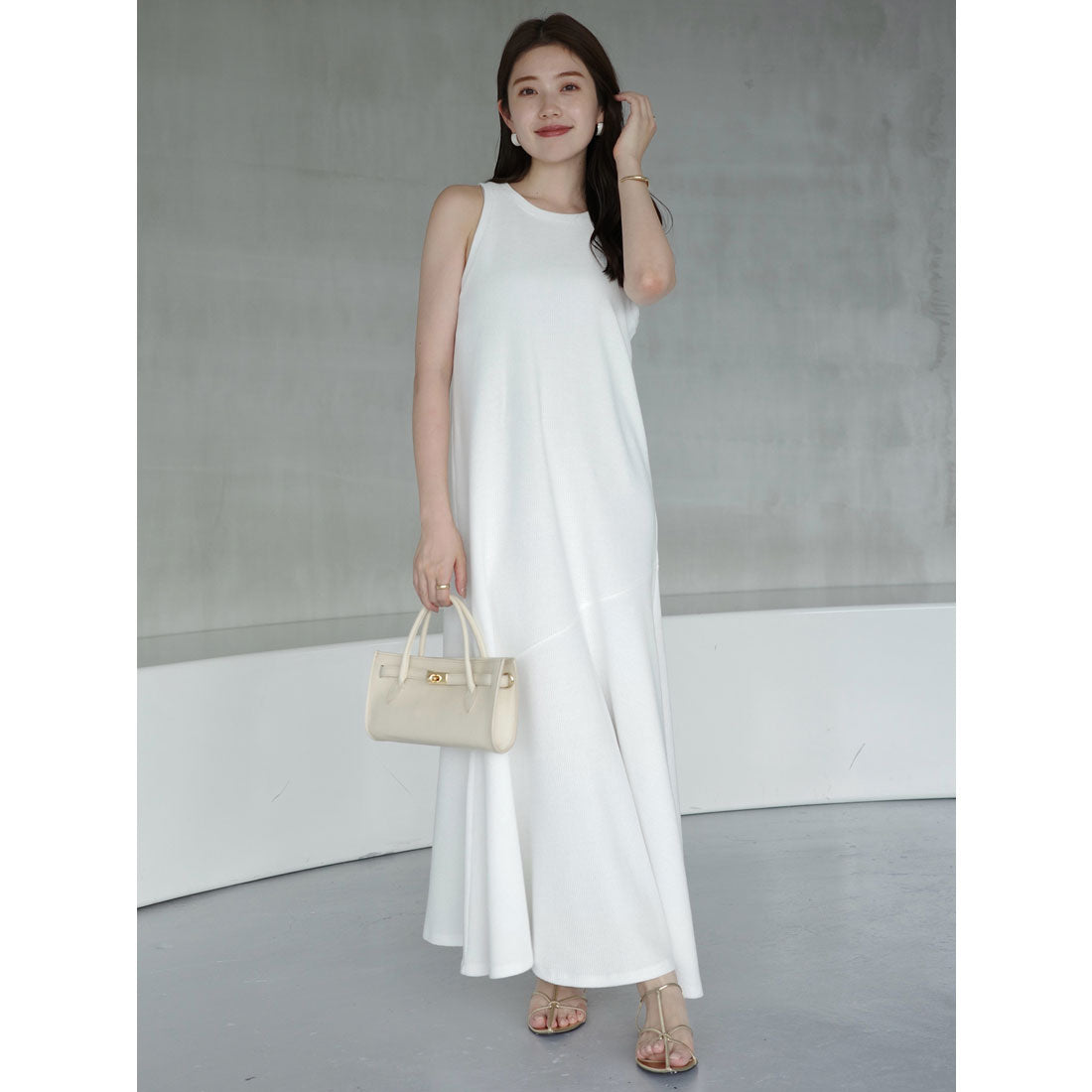 アニュアンス anuans テクスチャーカットワンピース (WHITE) WHITE