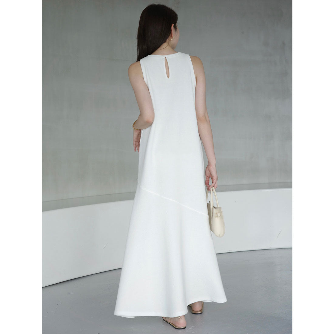 アニュアンス anuans テクスチャーカットワンピース (WHITE) WHITE