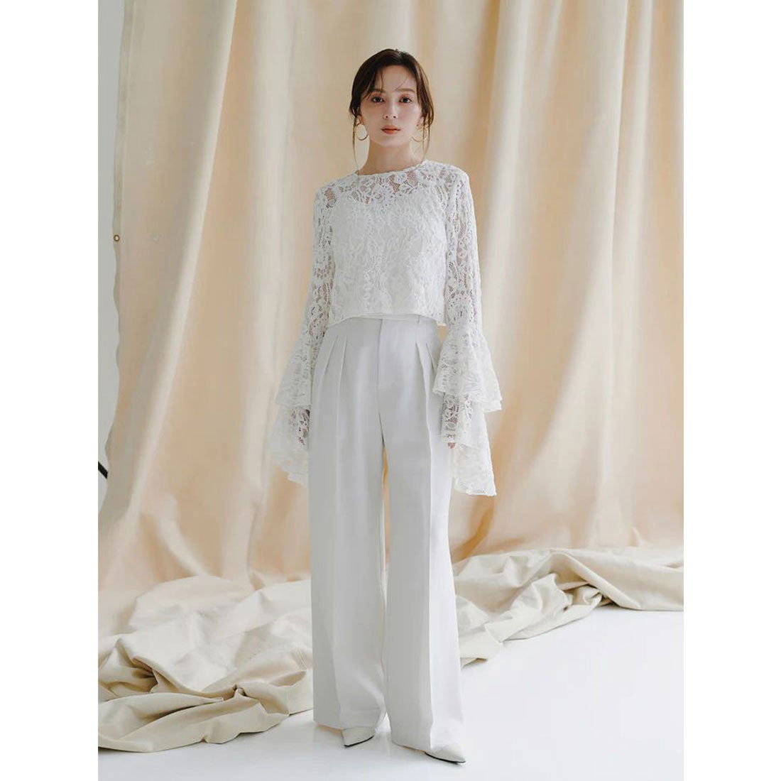 アニュアンス anuans ミッドウェイトツータックワイドパンツ (BLACK) BLACK