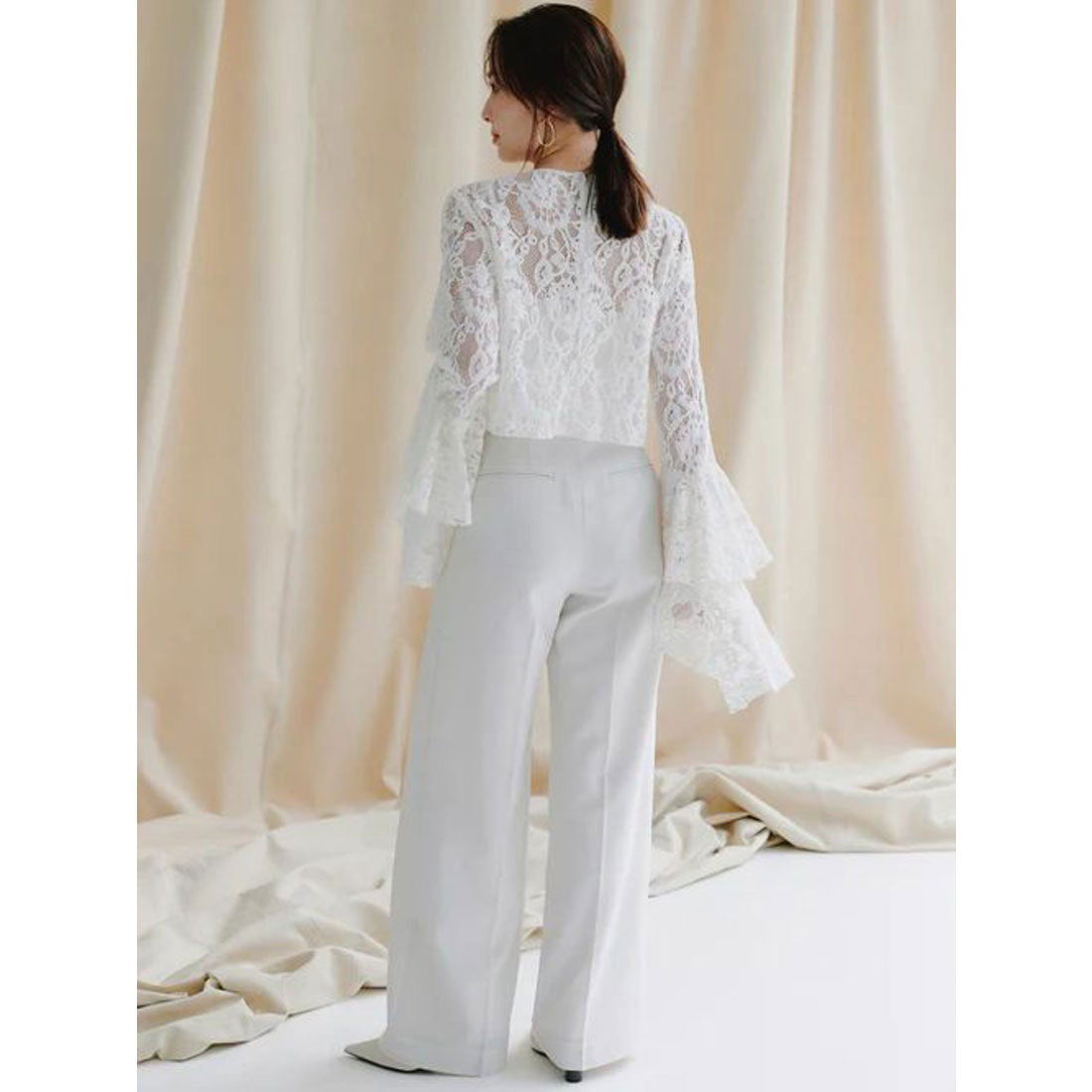 アニュアンス anuans ミッドウェイトツータックワイドパンツ (BLACK) BLACK