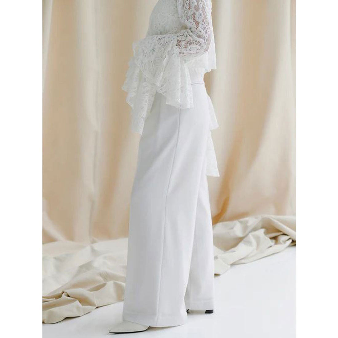 アニュアンス anuans ミッドウェイトツータックワイドパンツ (BLACK) BLACK