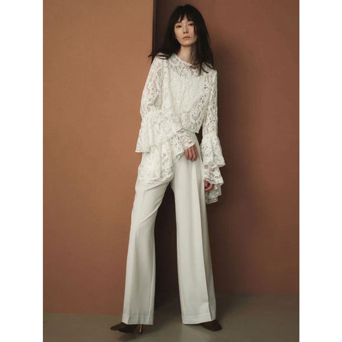 アニュアンス anuans ミッドウェイトツータックワイドパンツ (BLACK) BLACK