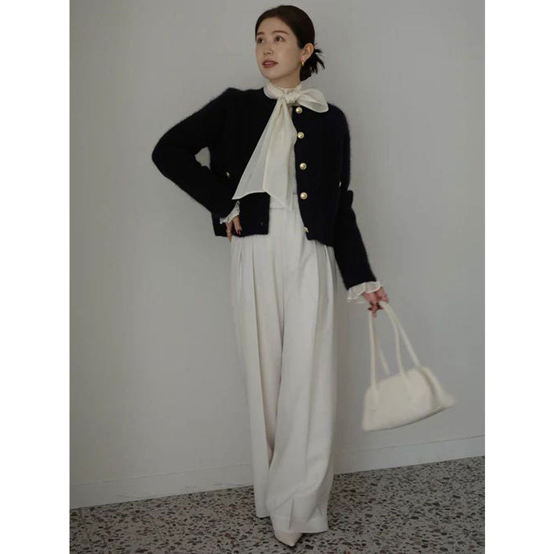 アニュアンス anuans ミッドウェイトツータックワイドパンツ (BLACK) BLACK