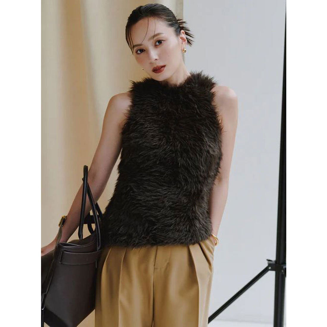 アニュアンス anuans ミッドウェイトツータックワイドパンツ (BLACK) BLACK