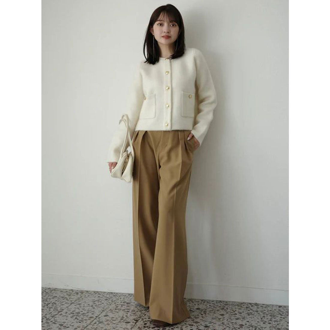 アニュアンス anuans ミッドウェイトツータックワイドパンツ (BLACK) BLACK