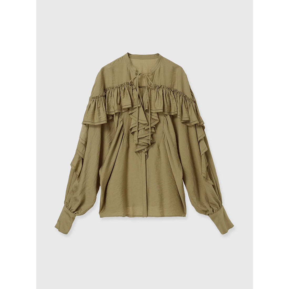 アニュアンス anuans リンクルラッフルブラウス (BEIGE) BEIGE