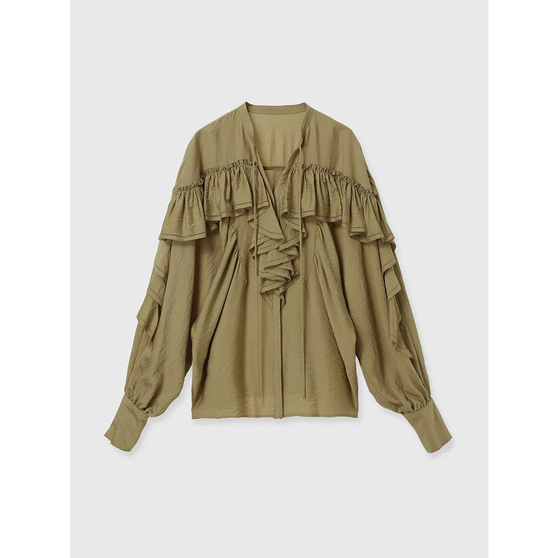 アニュアンス anuans リンクルラッフルブラウス (BEIGE) BEIGE