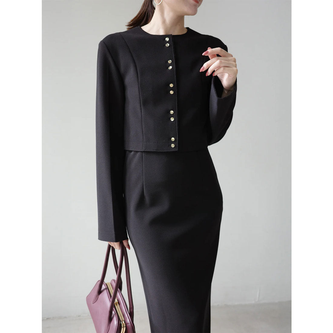 アニュアンス anuans カットジョーゼットショートカーディガン (BLACK) BLACK