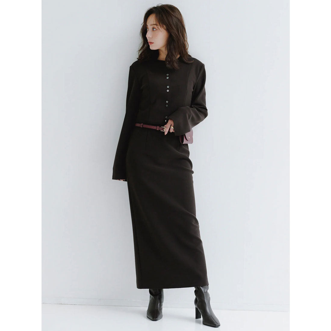 アニュアンス anuans カットジョーゼットショートカーディガン (BLACK) BLACK