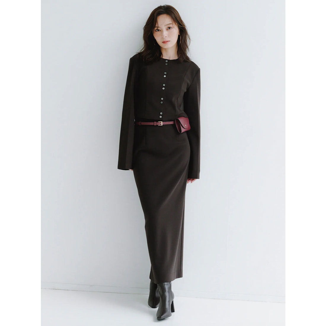 アニュアンス anuans カットジョーゼットショートカーディガン (BLACK) BLACK