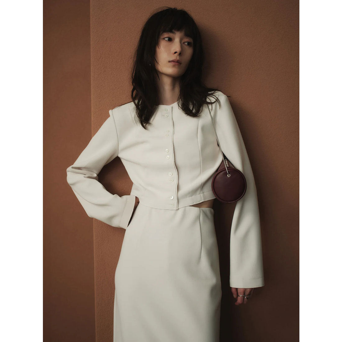 アニュアンス anuans カットジョーゼットショートカーディガン (BLACK) BLACK