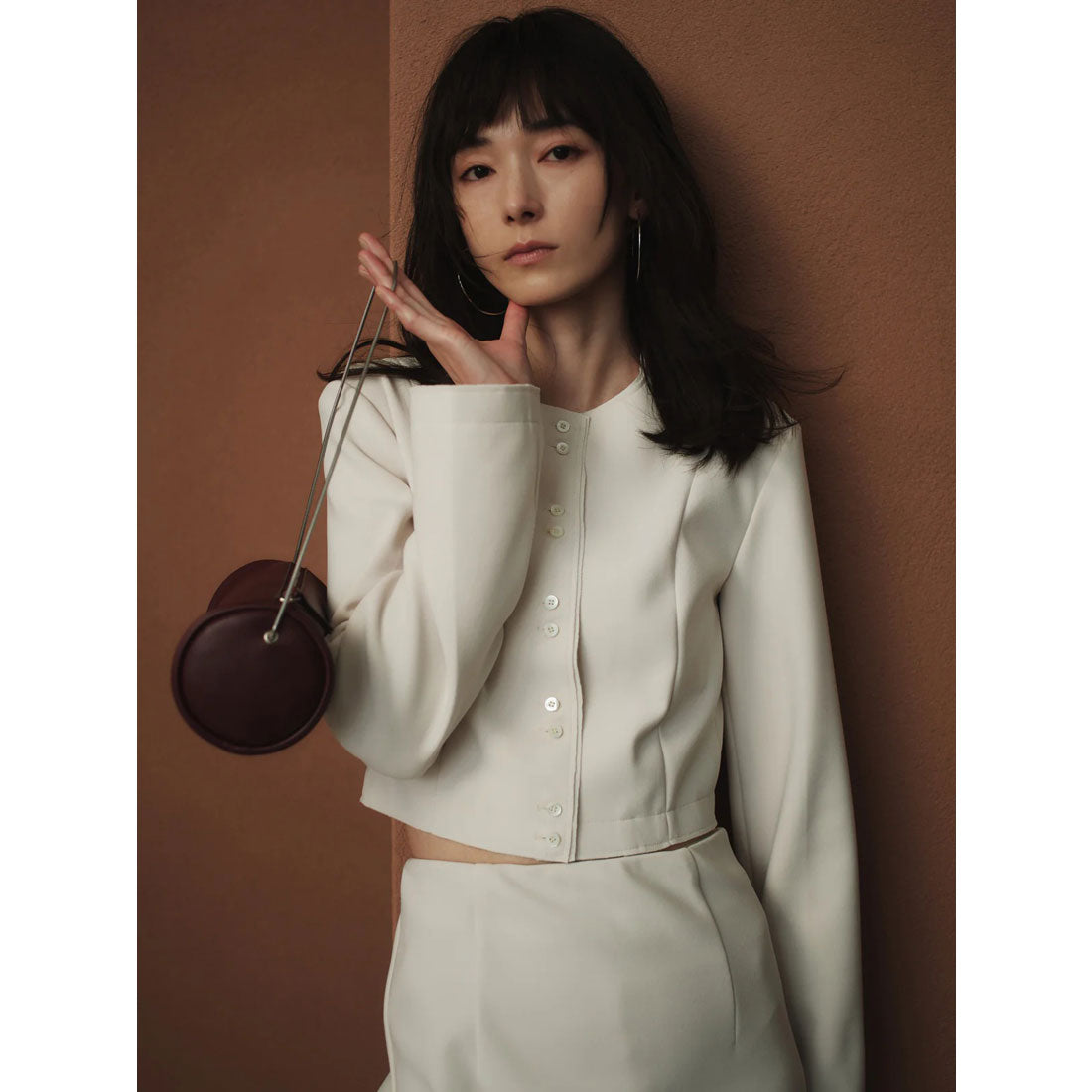 アニュアンス anuans カットジョーゼットショートカーディガン (BLACK) BLACK