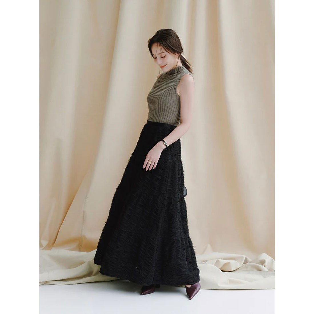 アニュアンス anuans エンブロイダリーシアーチュールスカート (IVORY) IVORY