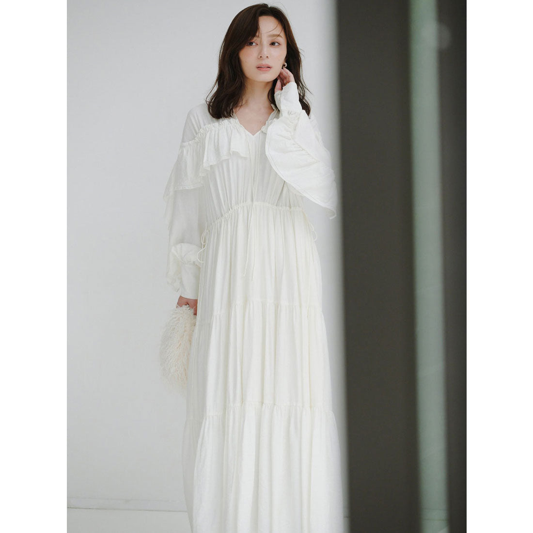 アニュアンス anuans リンクルラッフルワンピース (BLACK) BLACK