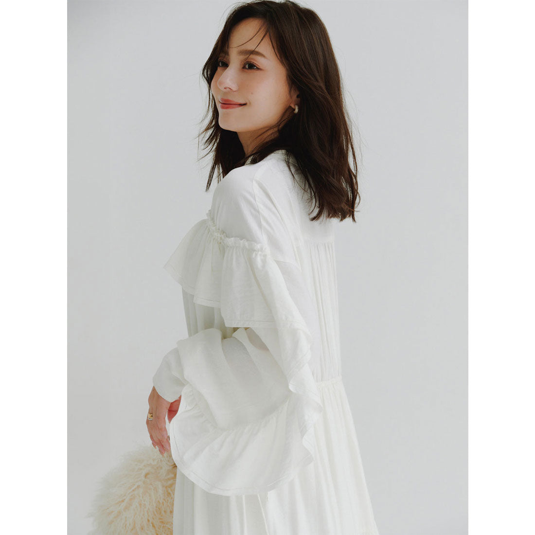 アニュアンス anuans リンクルラッフルワンピース (BLACK) BLACK