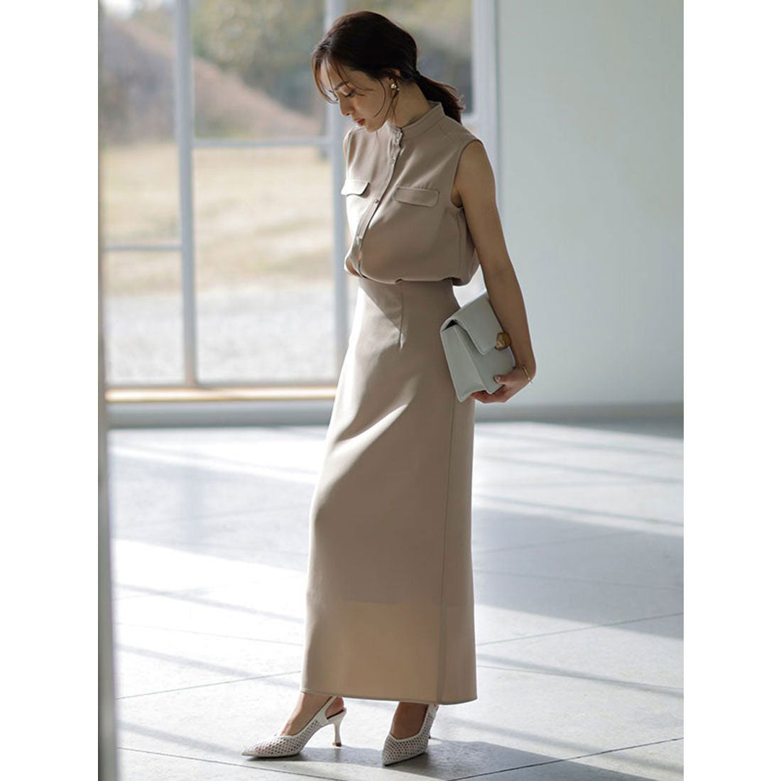 アニュアンス anuans 【23ver.】バックサテンタイトスカート