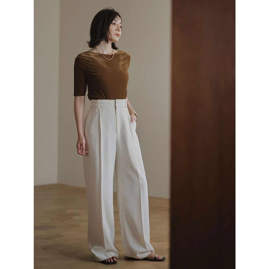 アニュアンス anuans コンフォートタックストレートパンツ