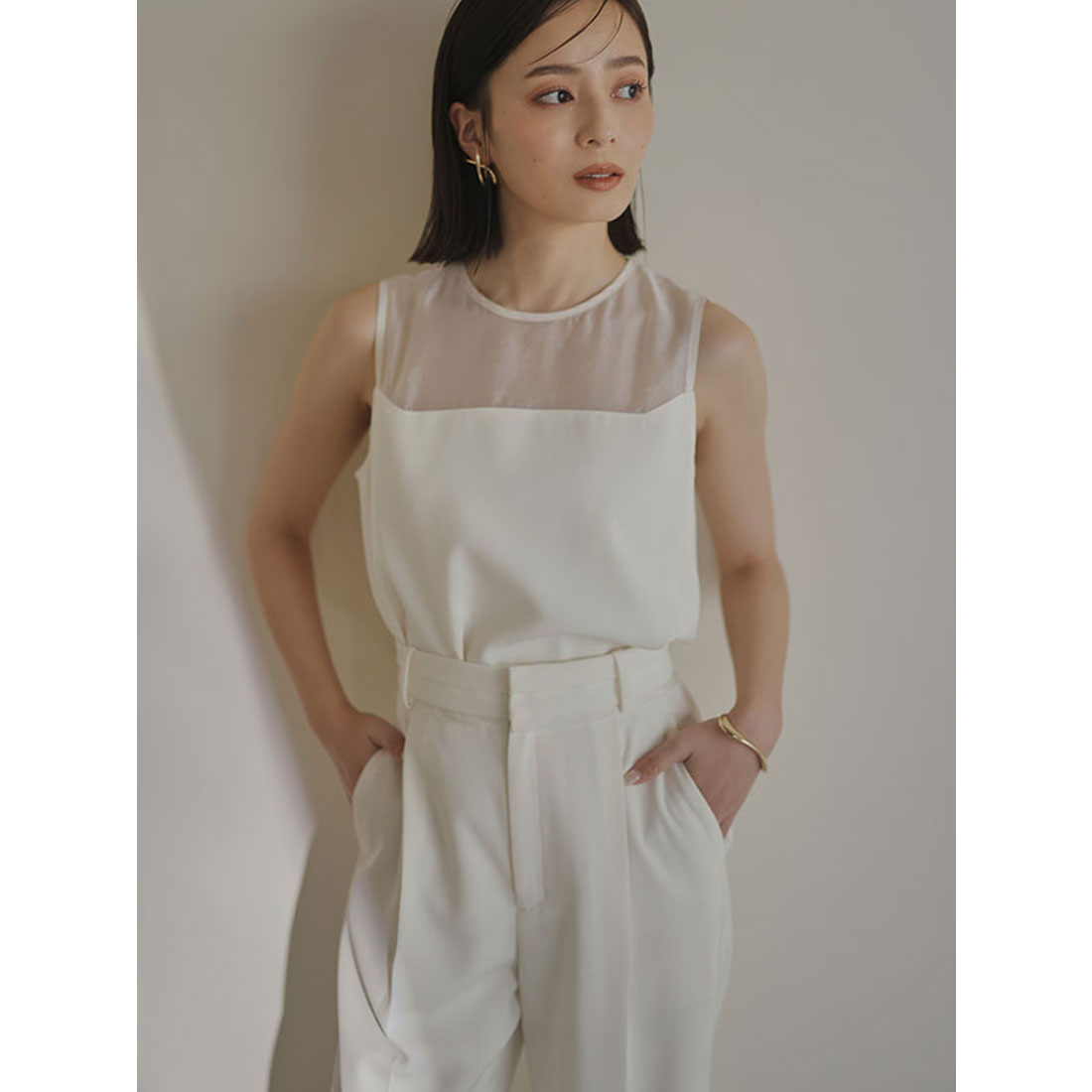 アニュアンス anuans コンフォートタックストレートパンツ