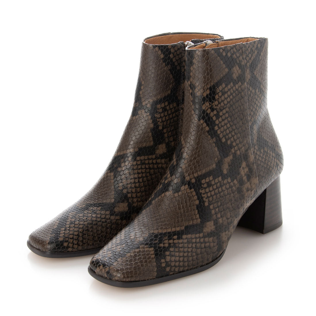 アポム APOM サイドジップアンクルブーツ60(ダークブラウンコンビ) ダークブラウンコンビ