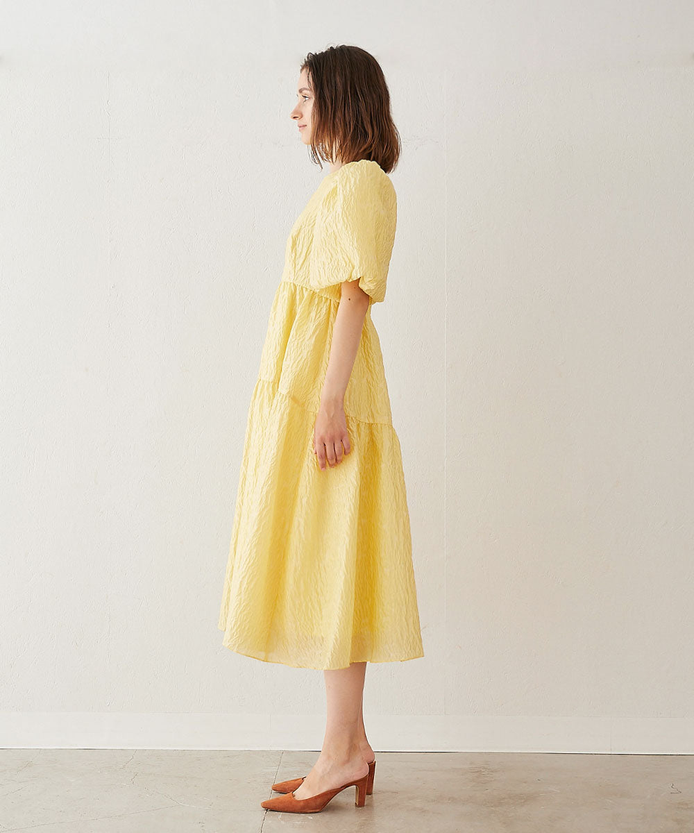 トロワズィエムチャコ troisiemechaco ふくれジャガードティアードワンピース