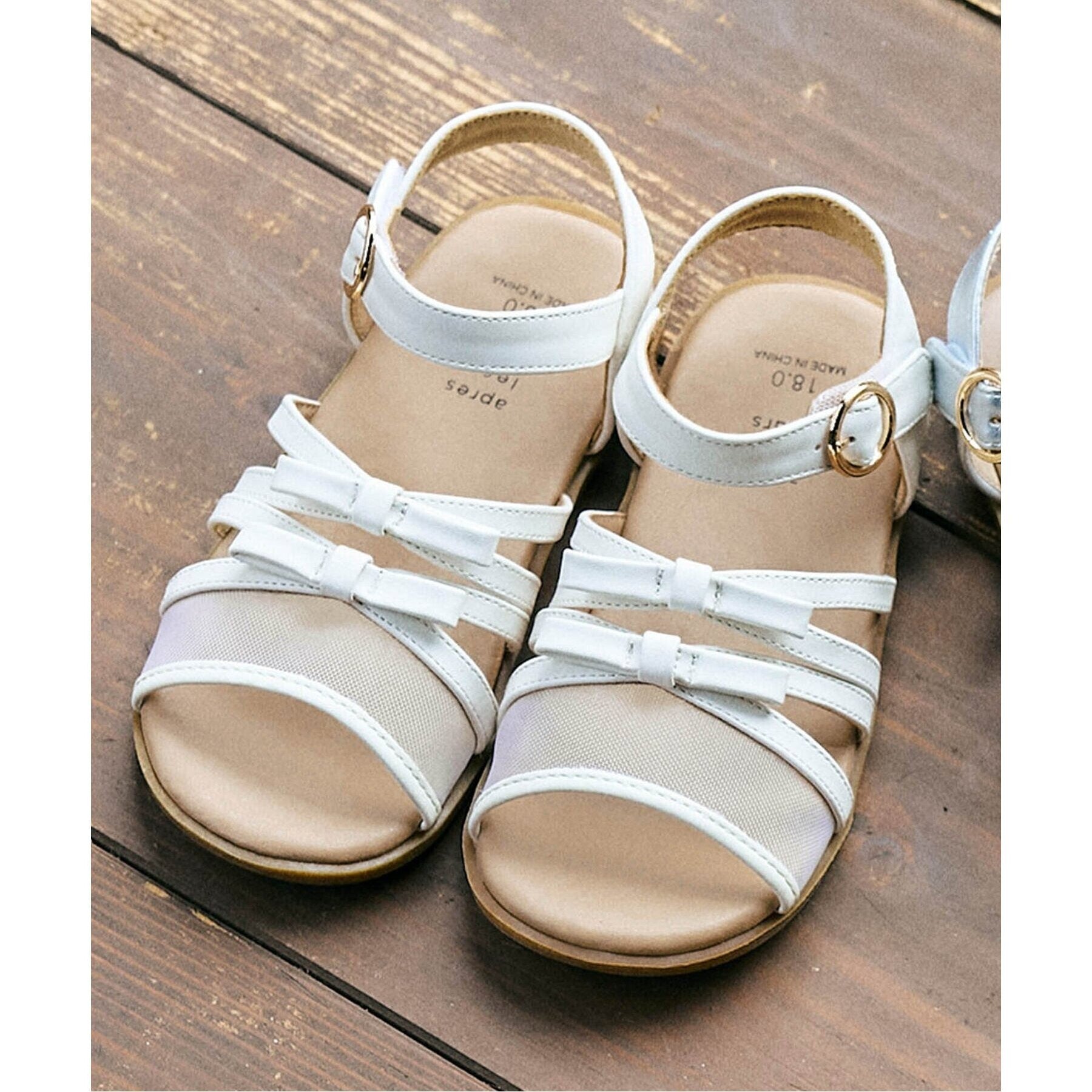 アプレ レ クール apres les cours リボンメッシュサンダル (アイボリー) アイボリー