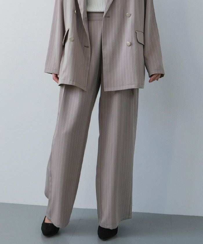 アクアガレージ aquagarage 【セットアップ可】ツータックストライプワイドパンツ 春 夏 秋 冬 M |≪ゆうメール便配送30・代引不可≫アクアガレージ aquagarage (グレージュ) グレージュ