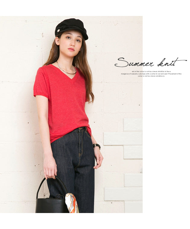 アクアガレージ aquagarage サマーニット 深Vネック ブラウジング