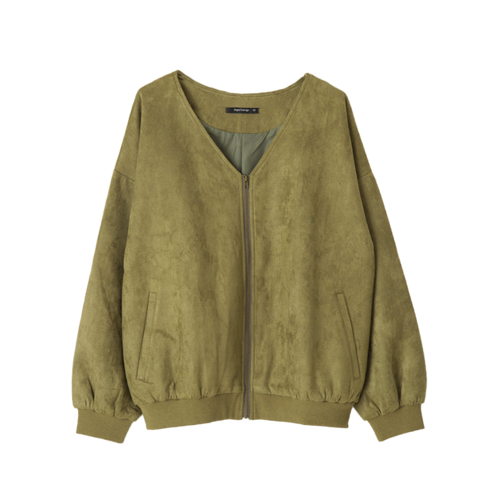 アクアガレージ aquagarage ブルゾン レディース 秋 Vネック (カーキ) カーキ