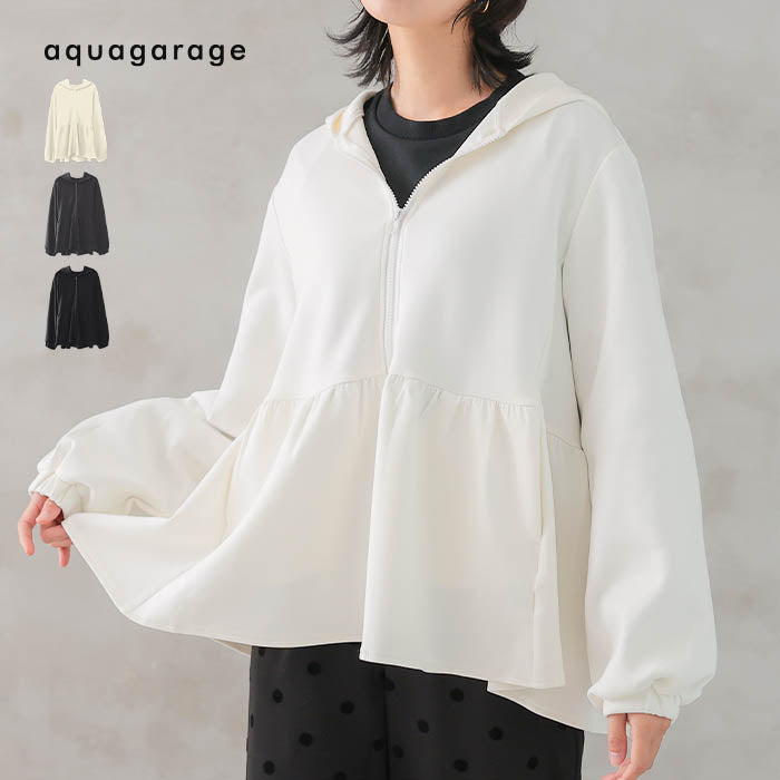 アクアガレージ aquagarage ダンボールニットペプラムパーカー 春 秋 冬