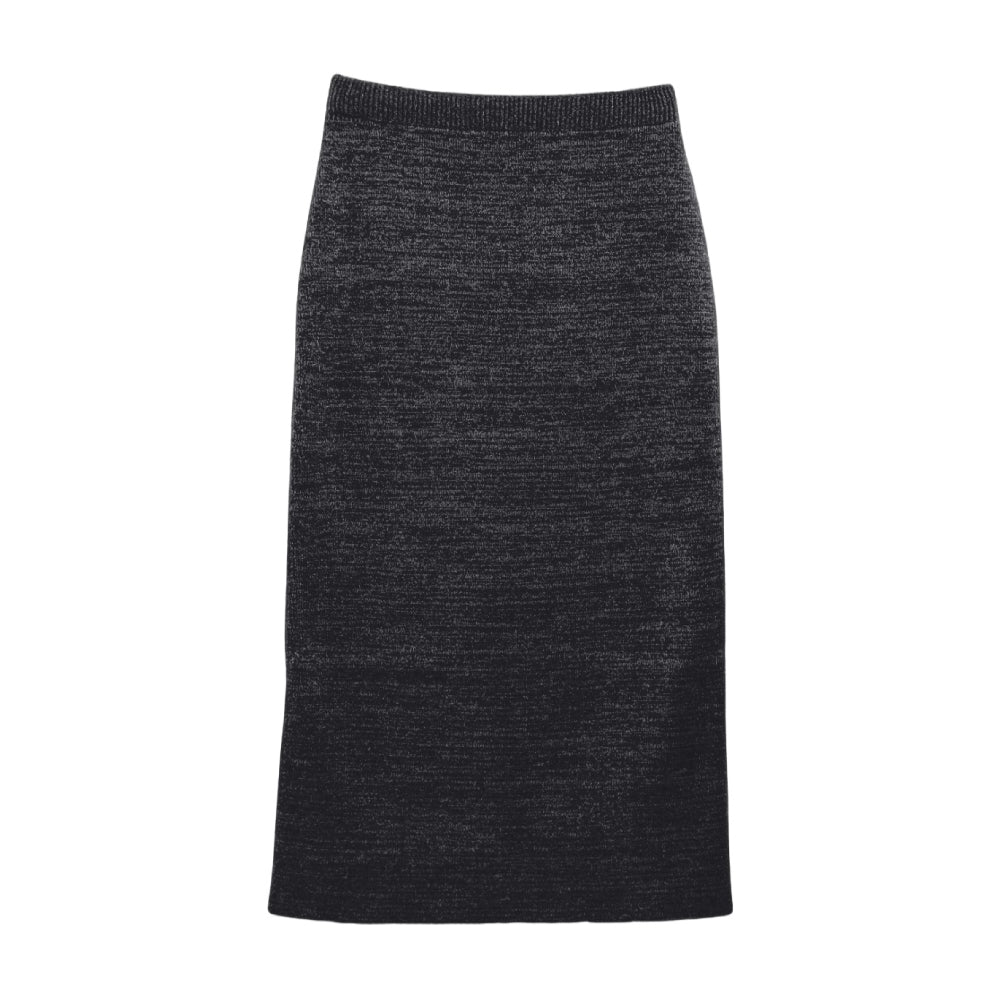 アクアガレージ aquagarage 【セットアップ可】ミラノリブラメニットロングスカート 秋 冬 M (ブラック) ブラック