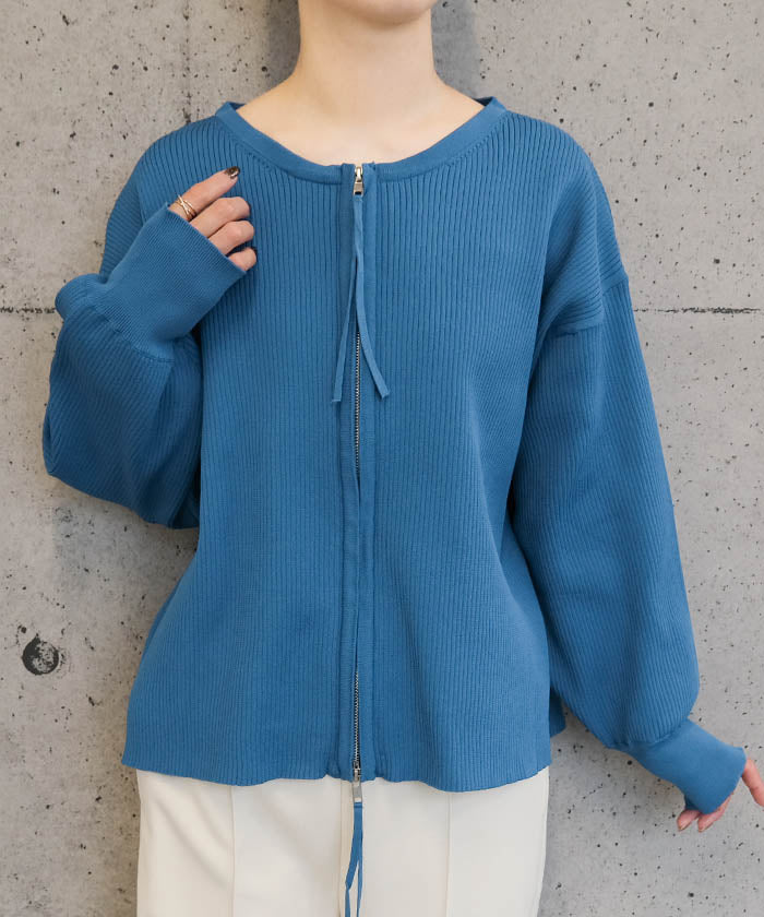 アクアガレージ aquagarage ダブルジップスポンジニットトップス レディース 春 秋 冬