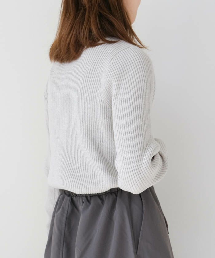 アクアガレージ aquagarage ラメボトルネックリブトップス 春 秋 冬 M L レディース (アイボリー) アイボリー