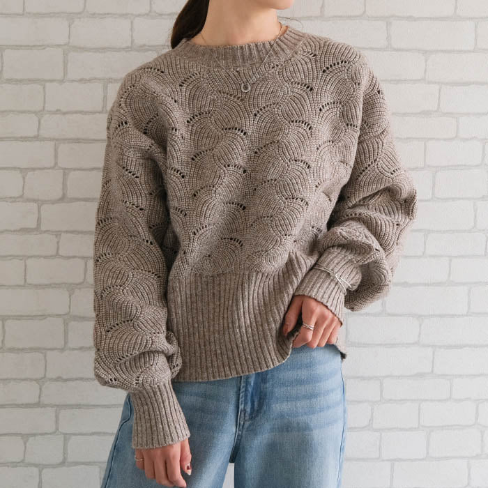 アクアガレージ aquagarage 模様編みドルマンスリーブニットトップス レディース