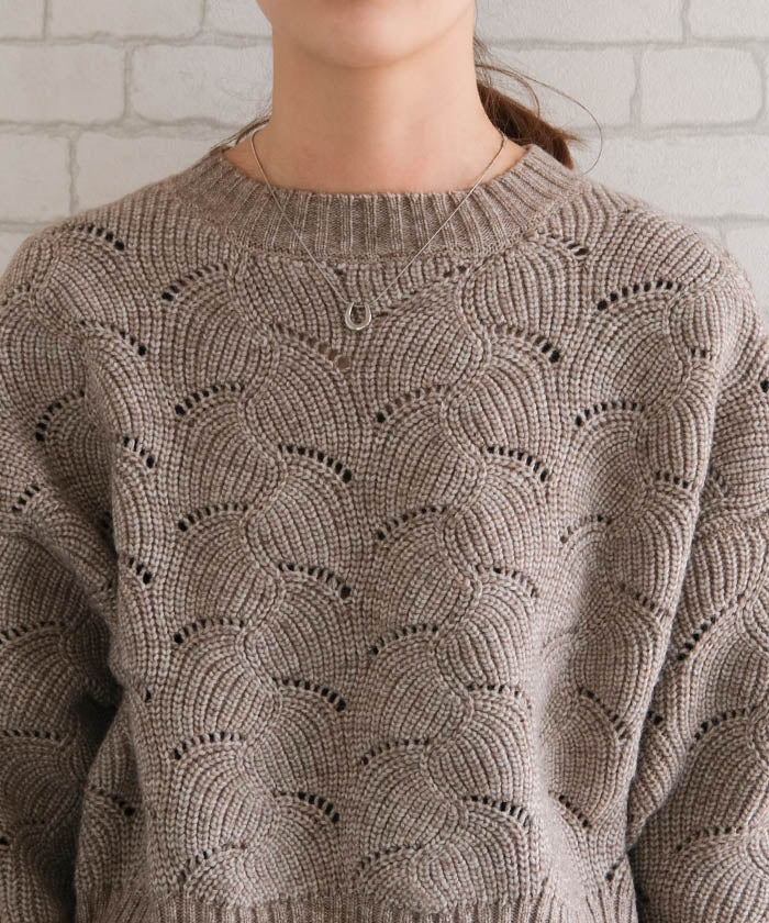 アクアガレージ aquagarage 模様編みドルマンスリーブニットトップス レディース