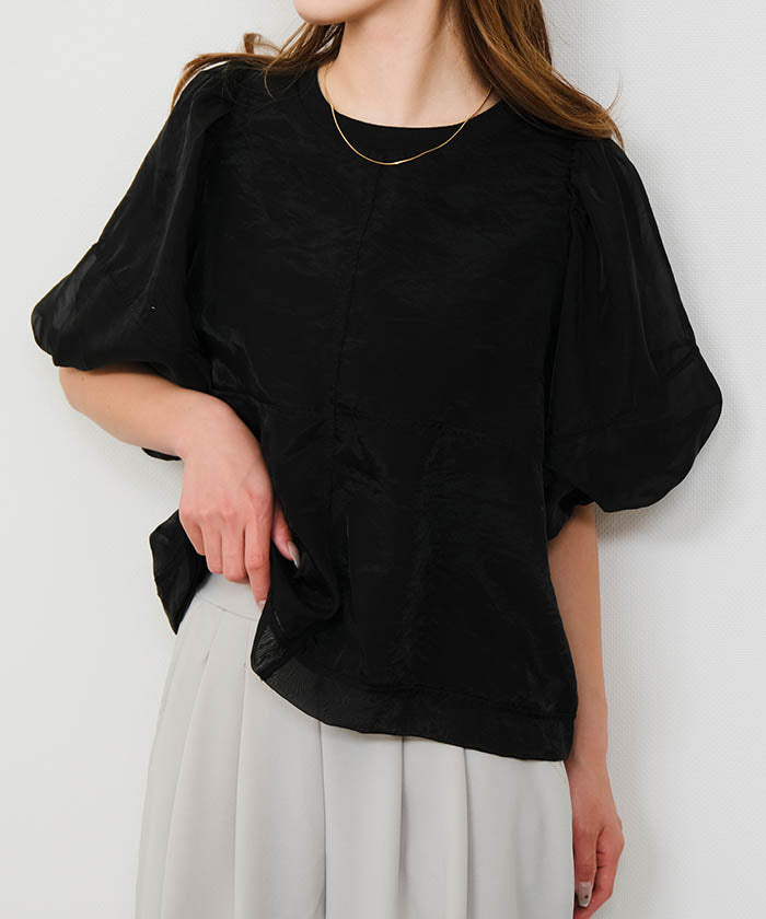 アクアガレージ aquagarage オーガンジー袖バルーントップス 春 夏 秋 (オフホワイト) オフホワイト