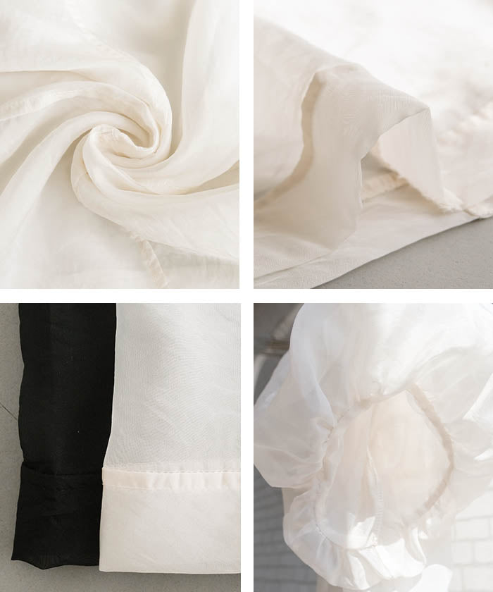 アクアガレージ aquagarage オーガンジー袖バルーントップス 春 夏 秋 (オフホワイト) オフホワイト