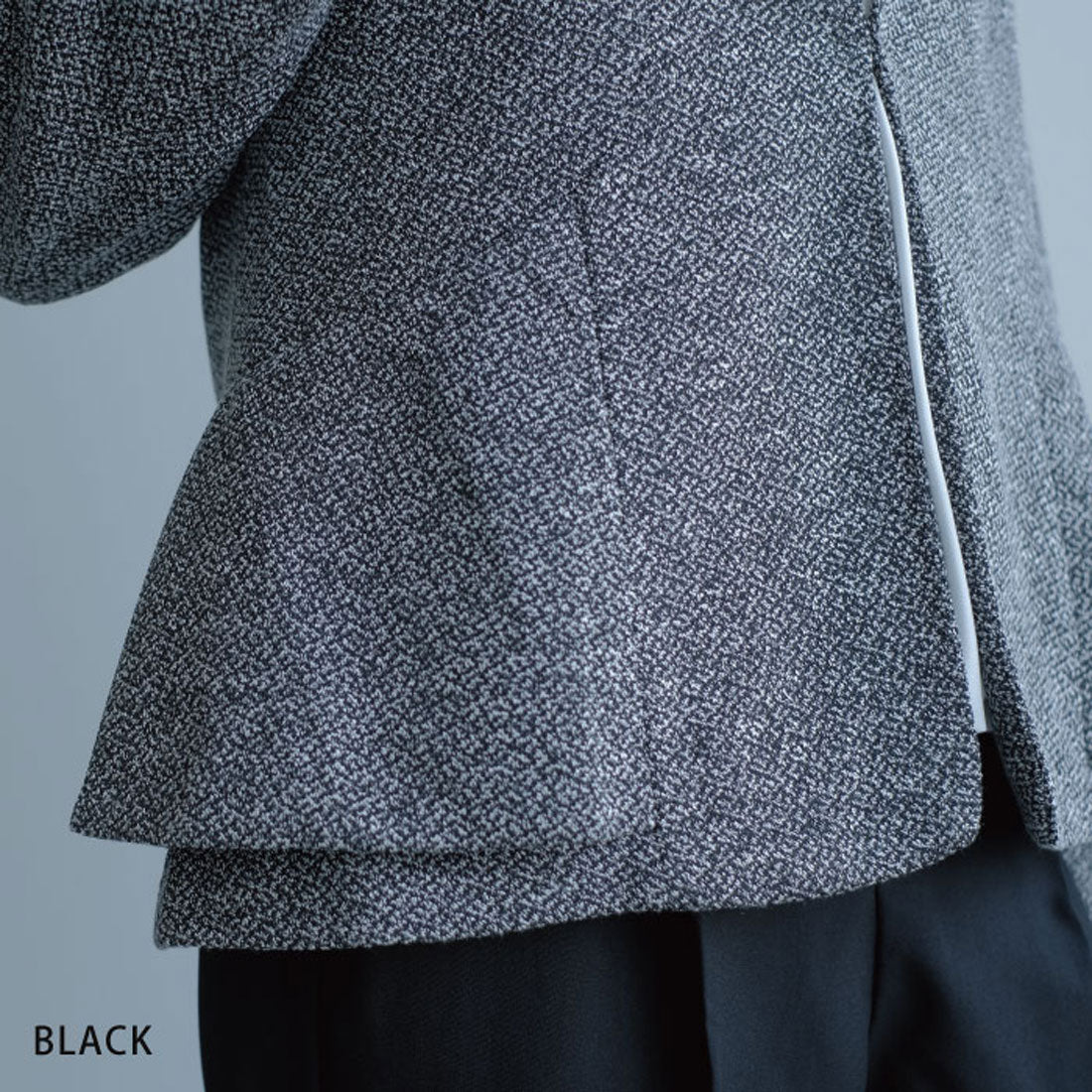 アクアガレージ aquagarage ノーカラージャケット ツイード (ブラック) ブラック