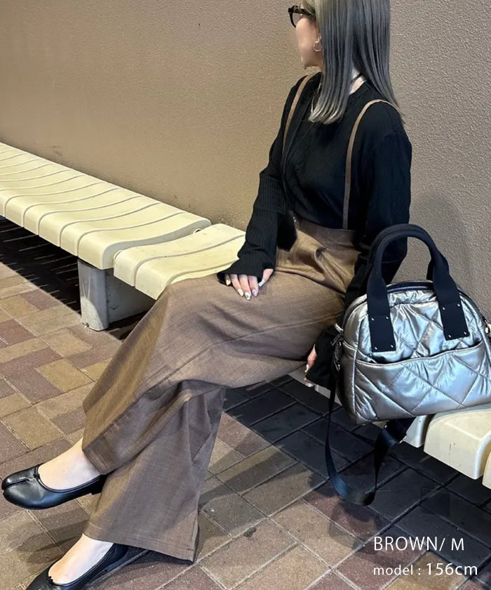 アクアガレージ aquagarage リネンライクサスペンダー付きパンツ レディース 春 夏 秋 M (ブラック) ブラック