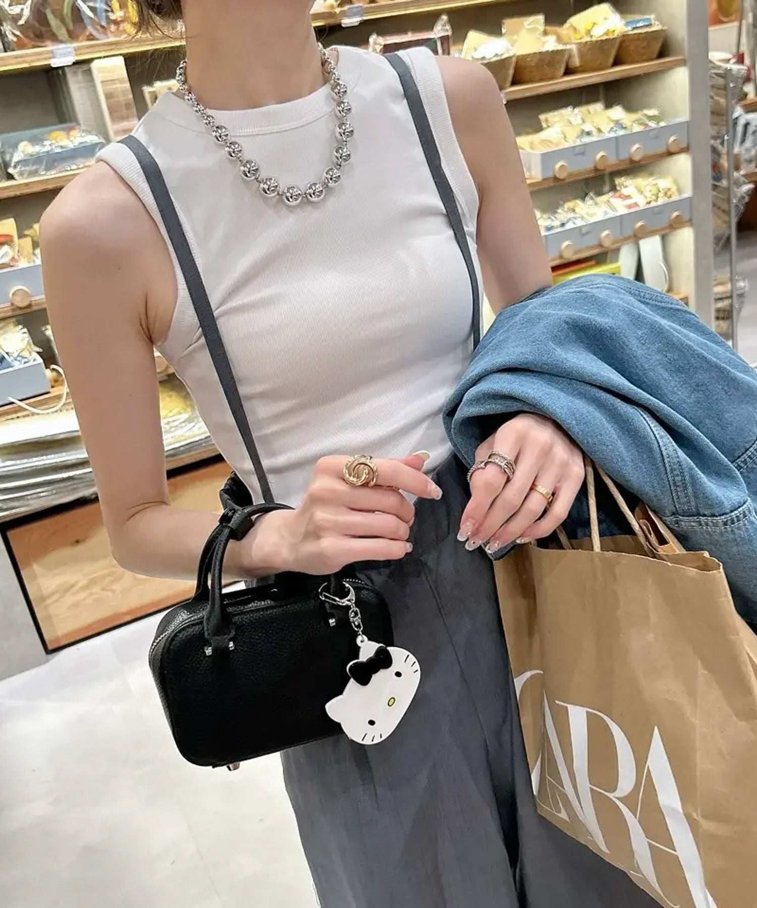 アクアガレージ aquagarage リネンライクサスペンダー付きパンツ レディース 春 夏 秋 M (ブラック) ブラック