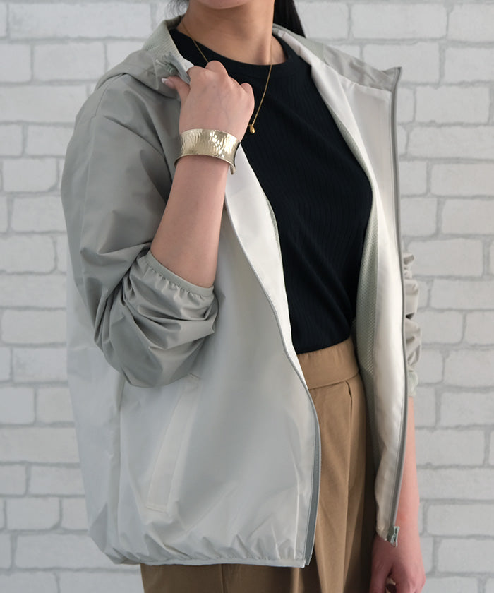 アクアガレージ aquagarage ウィンドプロテクトZIPパーカー 春 秋 冬 (グレージュ×イボリー) グレージュ×アイボリー