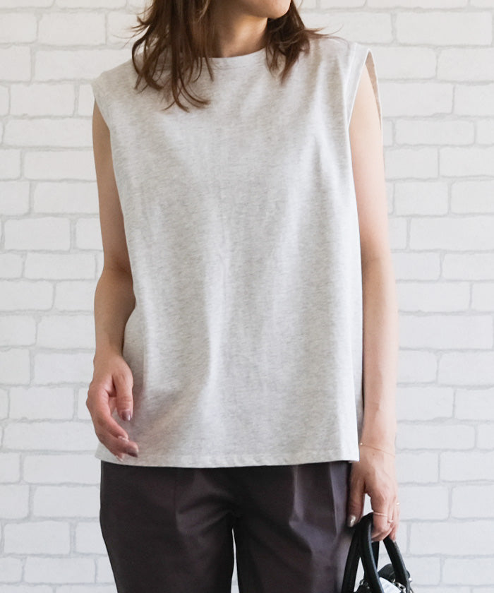 アクアガレージ aquagarage バックデザインノースリーブカットソー 春 夏 ロンT チュニック ノースリーブ (ブラック) ブラック